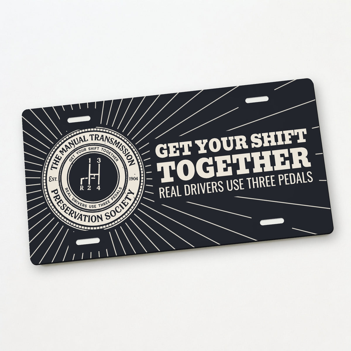 Manual Transmission Preservation Society Stick Shift License Plate Sign - 12 x 6 in aluminum license plate