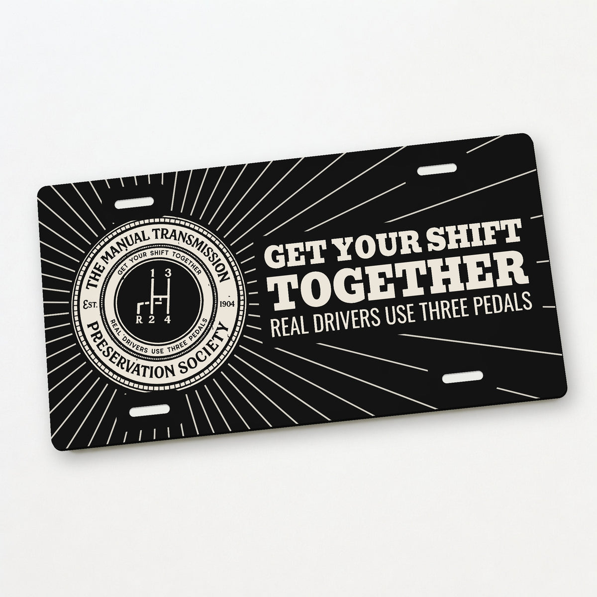Manual Transmission Preservation Society Stick Shift License Plate Sign - 12 x 6 in aluminum license plate