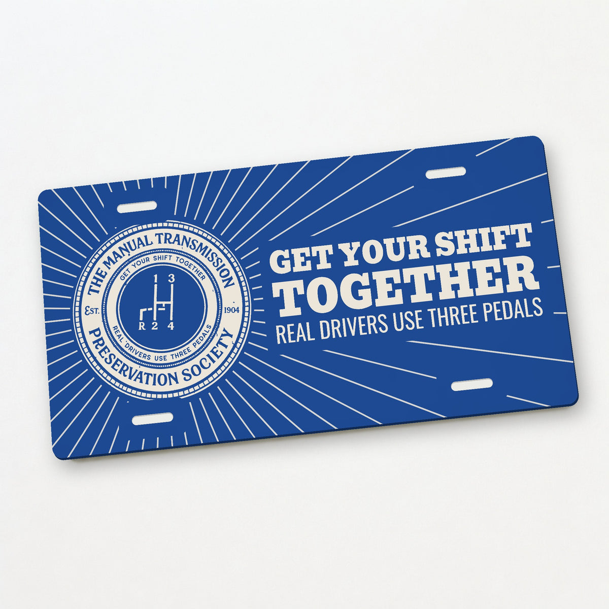 Manual Transmission Preservation Society Stick Shift License Plate Sign - 12 x 6 in aluminum license plate