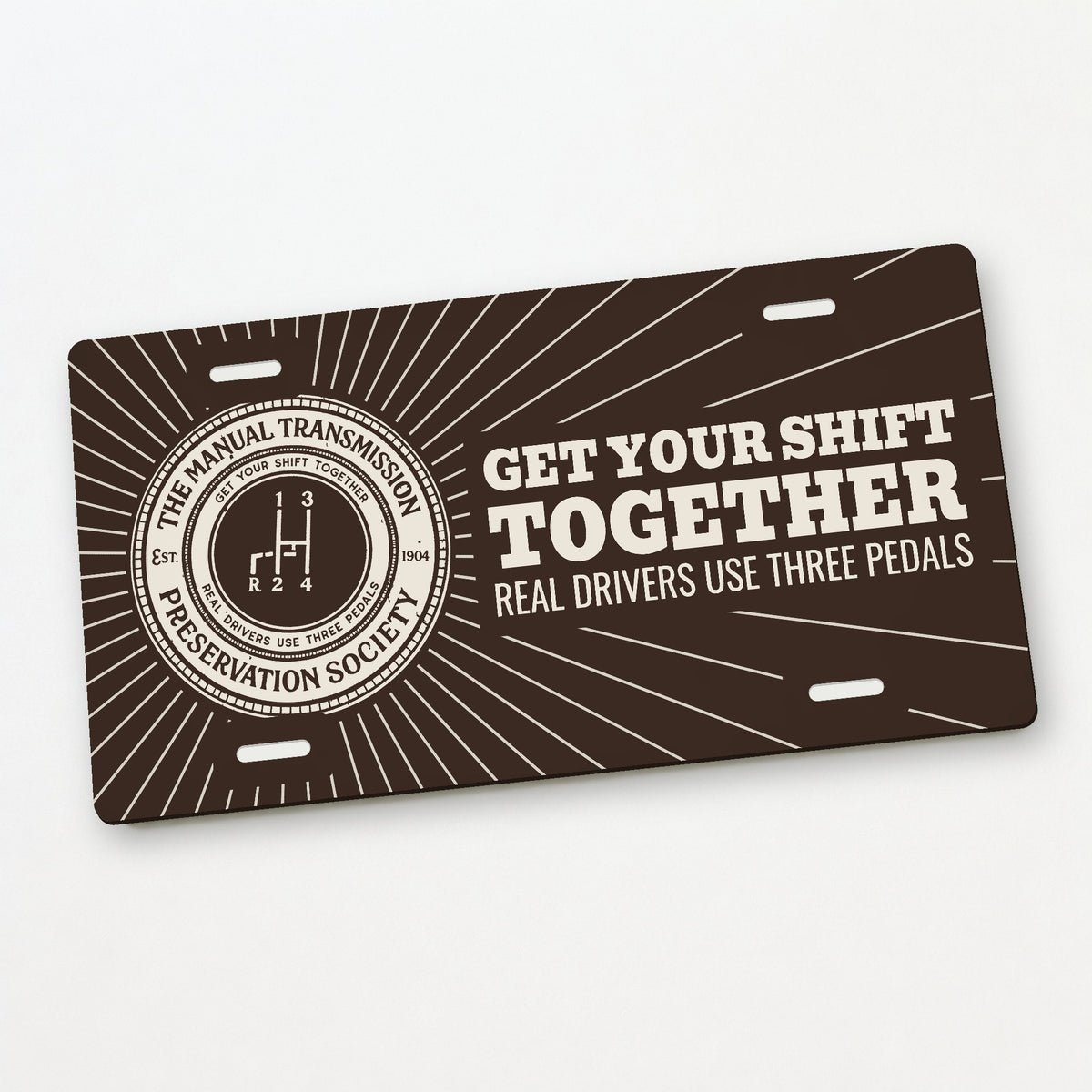 Manual Transmission Preservation Society Stick Shift License Plate Sign - 12 x 6 in aluminum license plate
