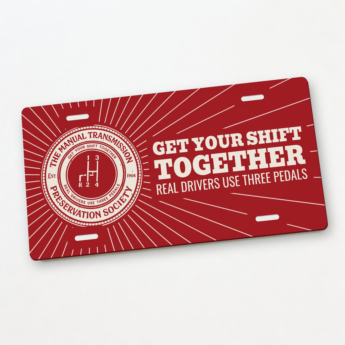 Manual Transmission Preservation Society Stick Shift License Plate Sign - 12 x 6 in aluminum license plate