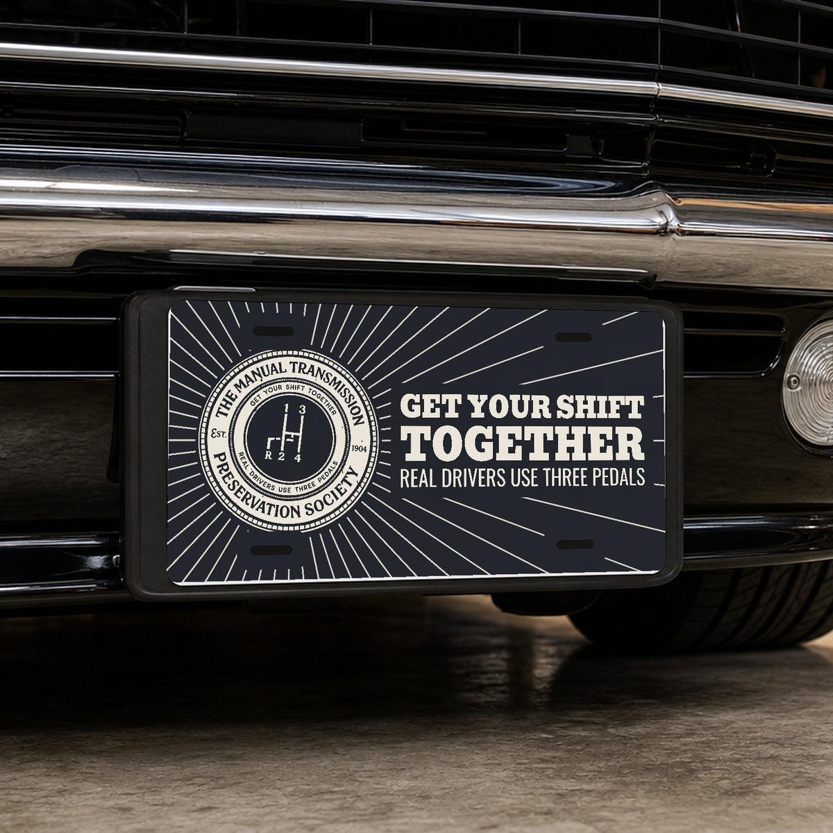 Manual Transmission Preservation Society Stick Shift License Plate Sign - 12 x 6 in aluminum license plate
