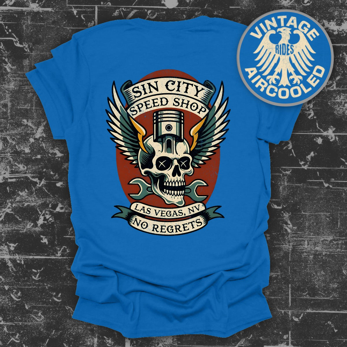 Sin City Speed Shop Skull Winged Wrench T-shirt