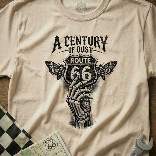 A Century OF Dust Route 66 Skeleton Hand T-Shirt product type