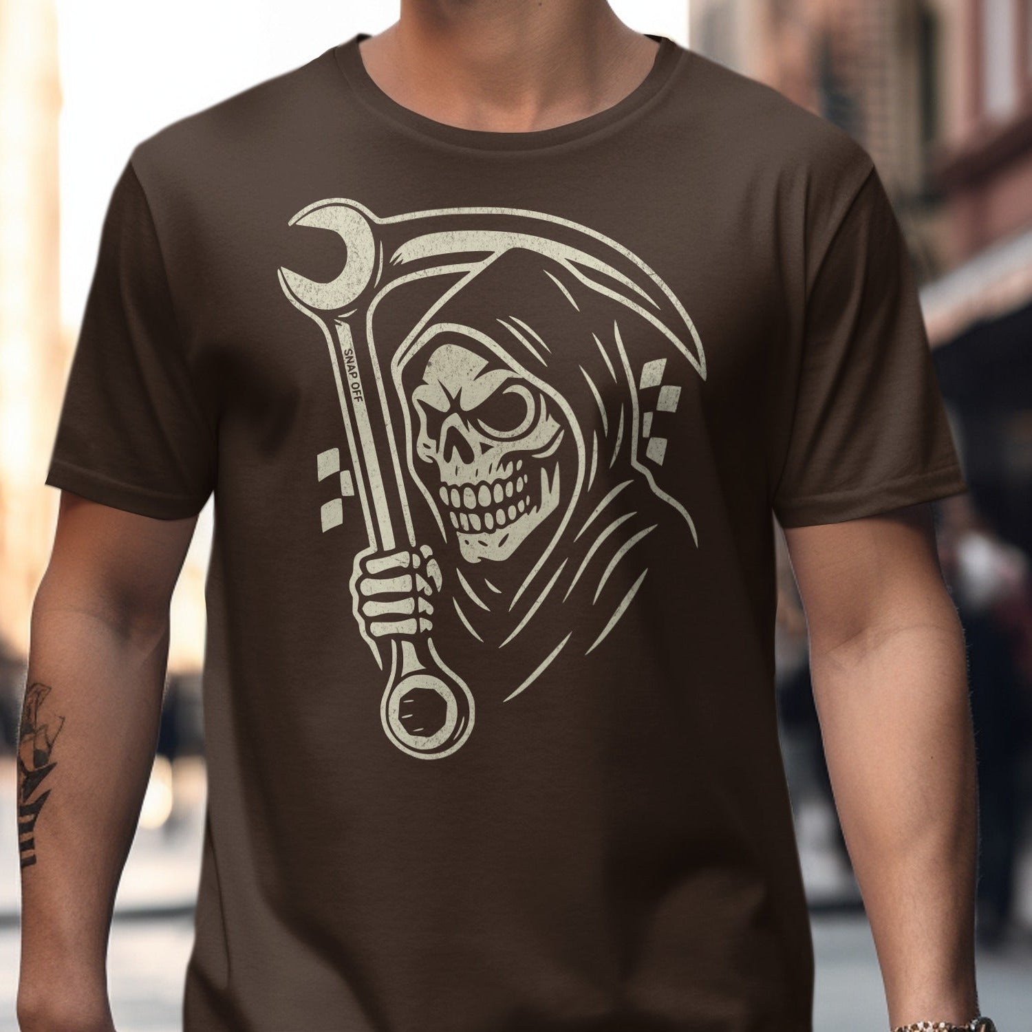 Grim Reaper with Wrench Graphic T-shirt product