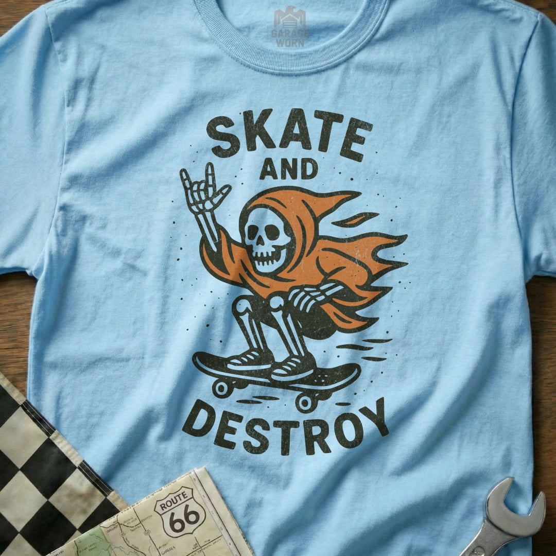Skate And Destroy Skeleton Design T-shirt