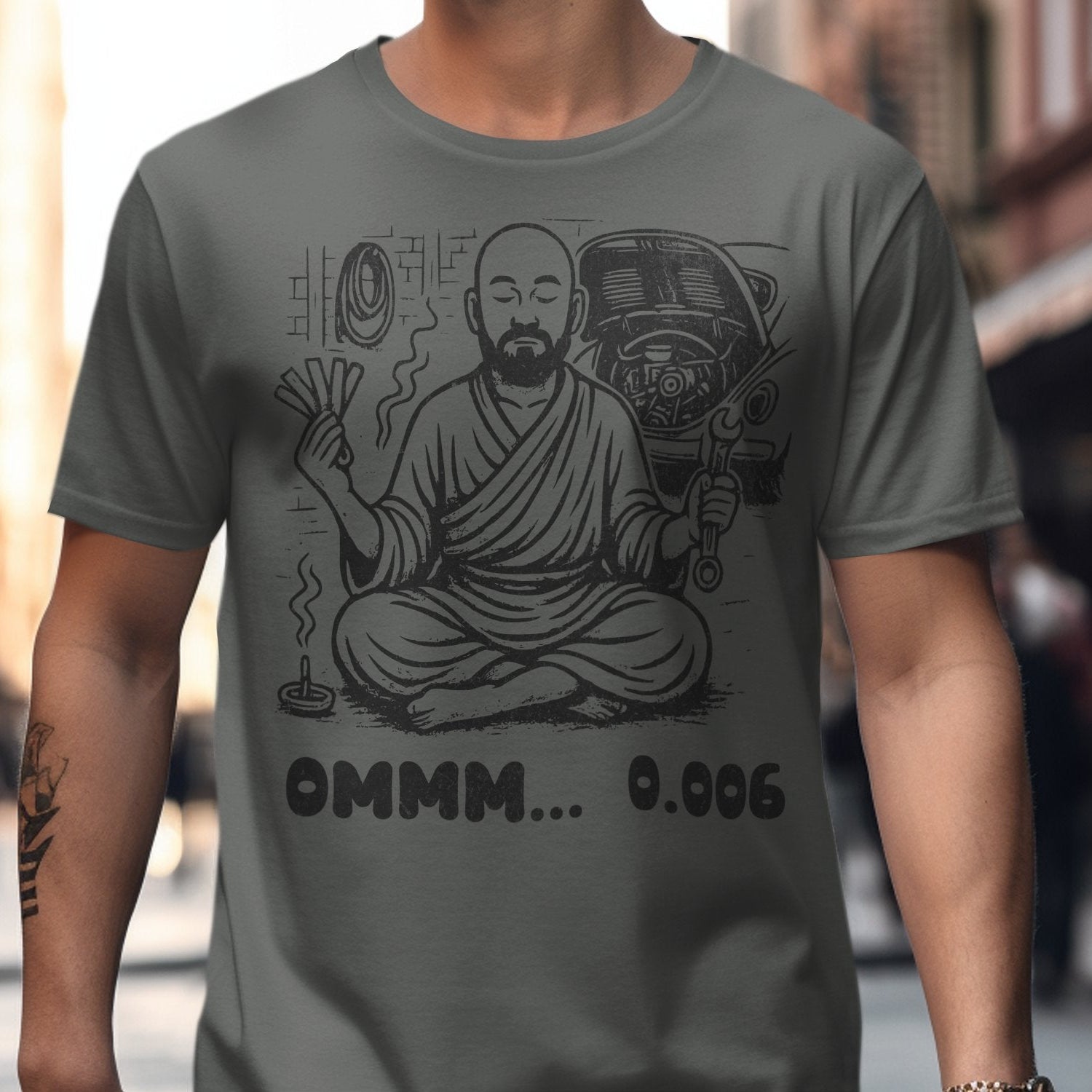 Ommm 0.006 Meditating Monk Space Parody T-shirt Product