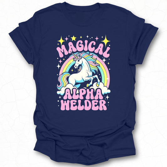 Magical Alpha Welder Rainbow Unicorn T-Shirt
