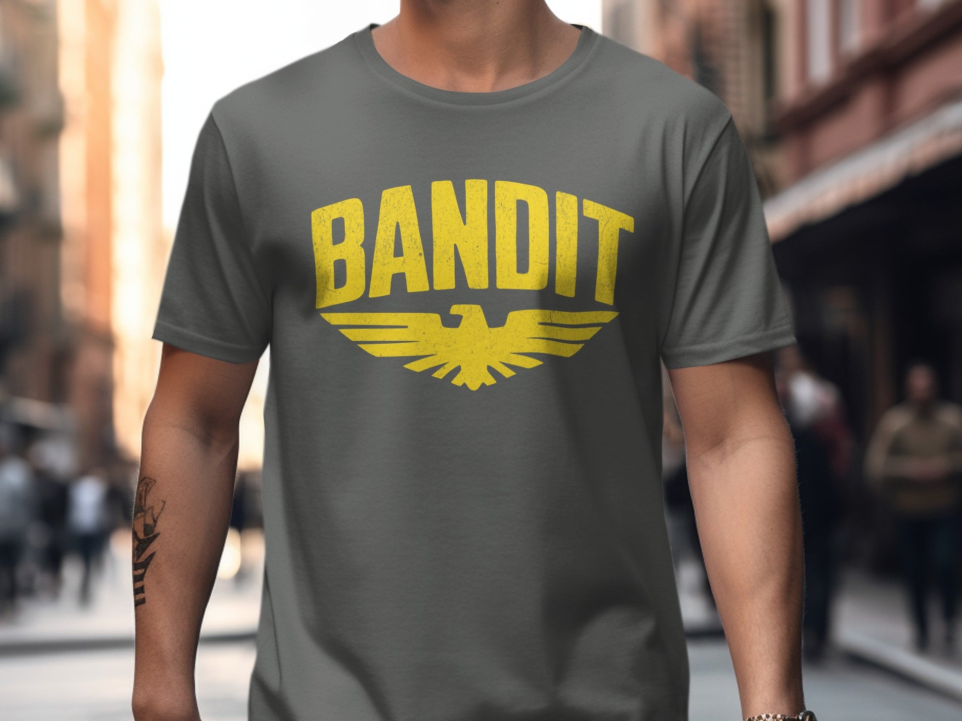 Bold Yellow Bandit Graphic Tee Shirt product