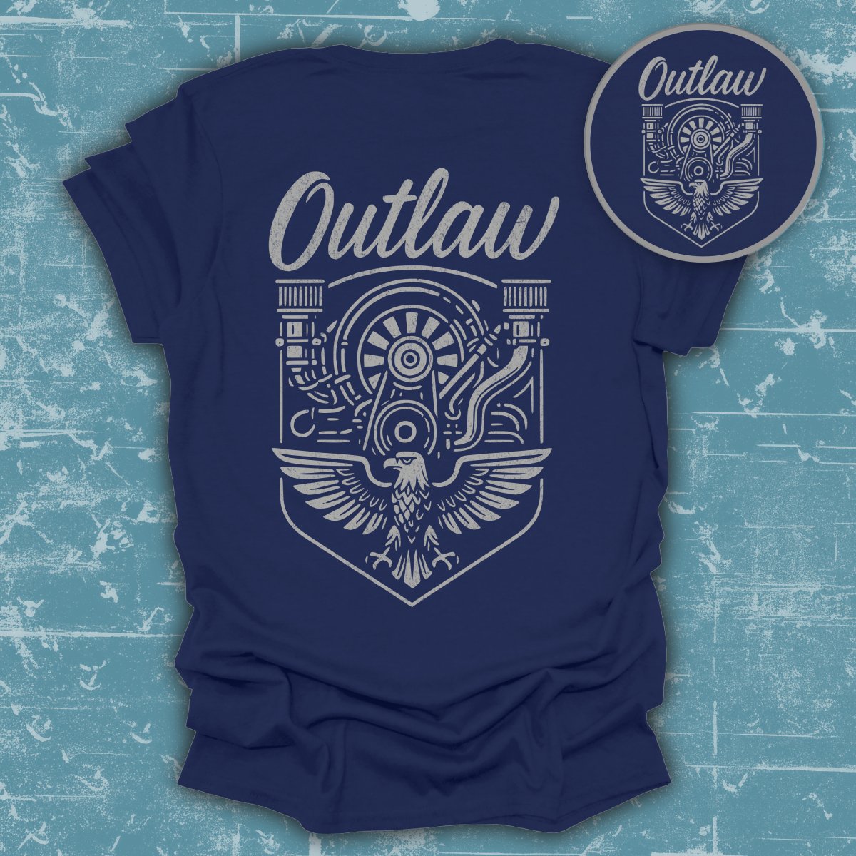 Outlaw Graphic Eagle and Engine Design Shirt product type