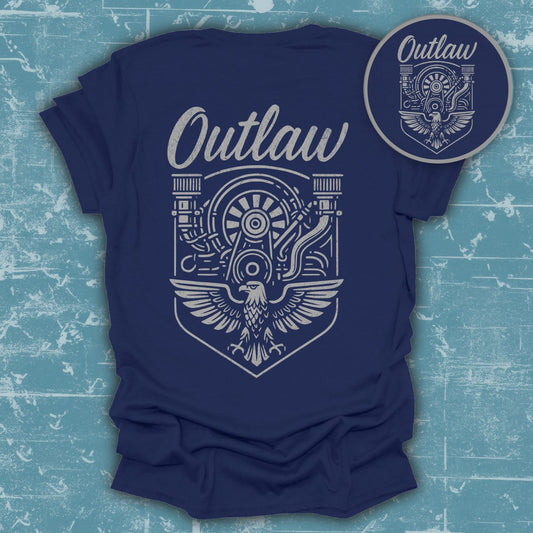 Outlaw Graphic Eagle and Engine Design Shirt product type