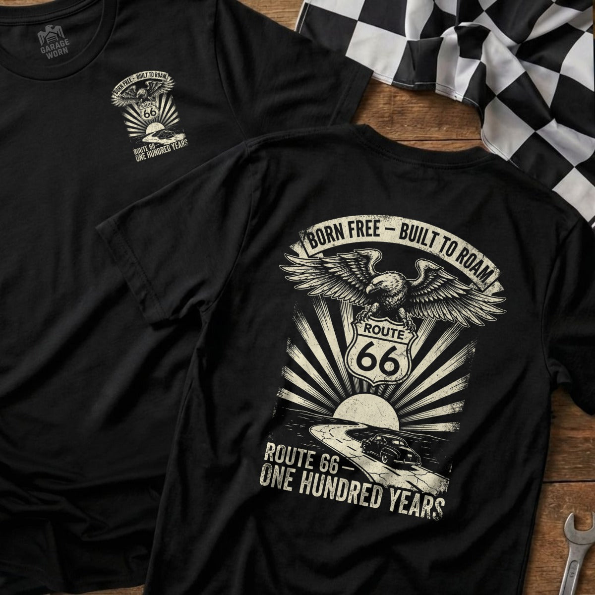 Born Free Built To Roam Route 66 One Hundred Years T-Shirt