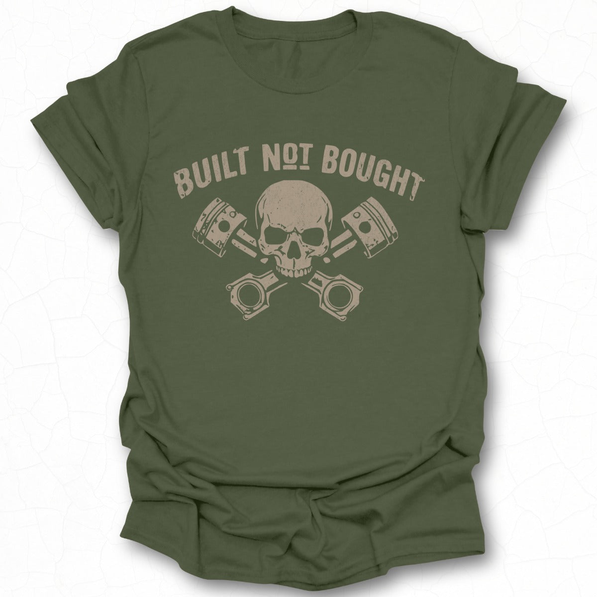 Built Not Bought Skull Pistons Graphic Tee Product