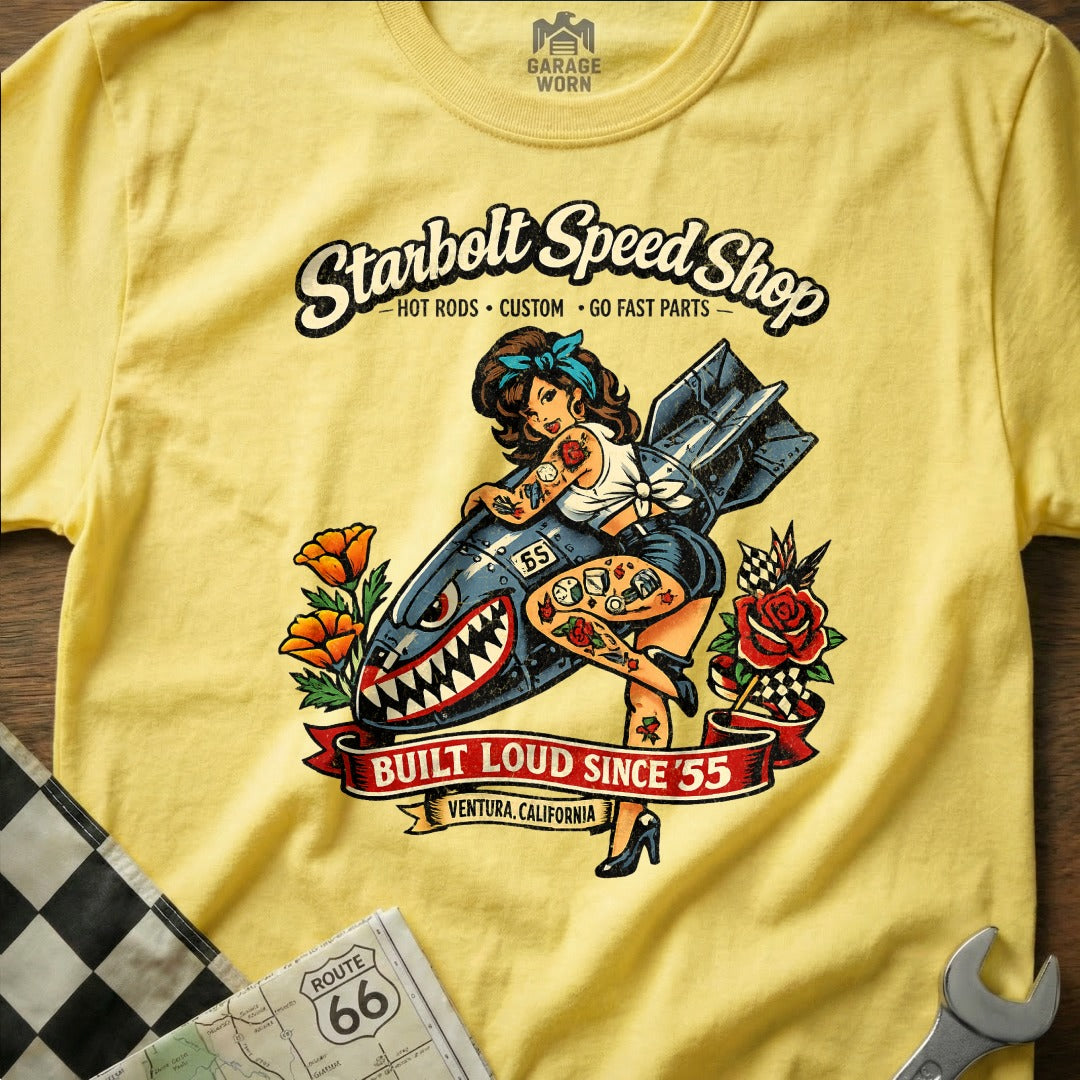 Starbolt Speed Shop Vintage Style Graphic T-Shirt