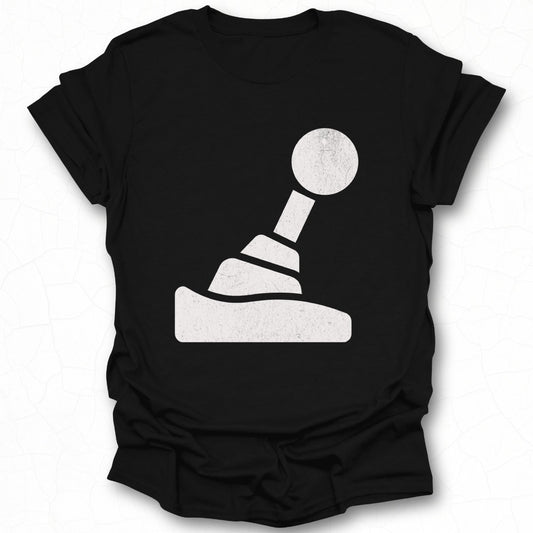Retro Gear Stick Icon Printed Apparel Tee