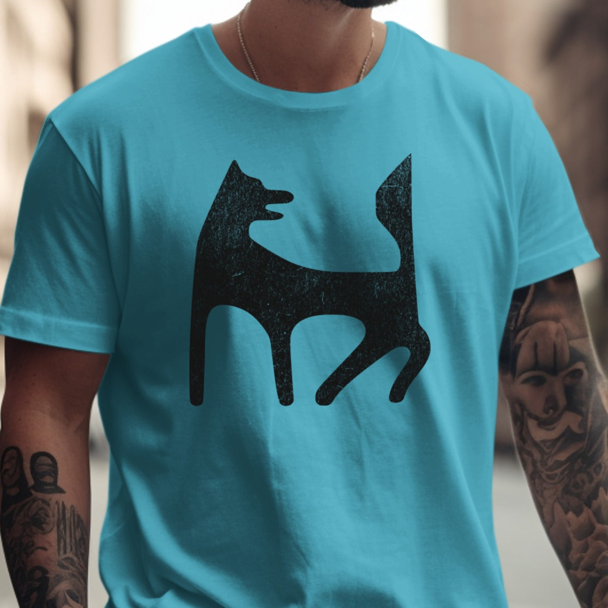 Blue Graphic Tee with Abstract Dog Design product type