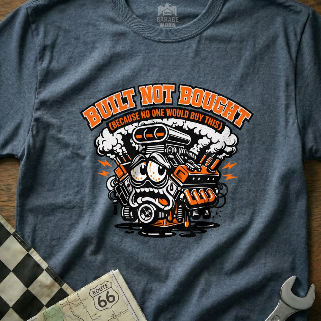 Built Not Bought Funny Illustrated Engine T-Shirt Product