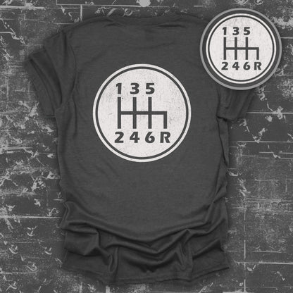 Unique T-Shirt with Gear Shift Graphic for Car Enthusiasts