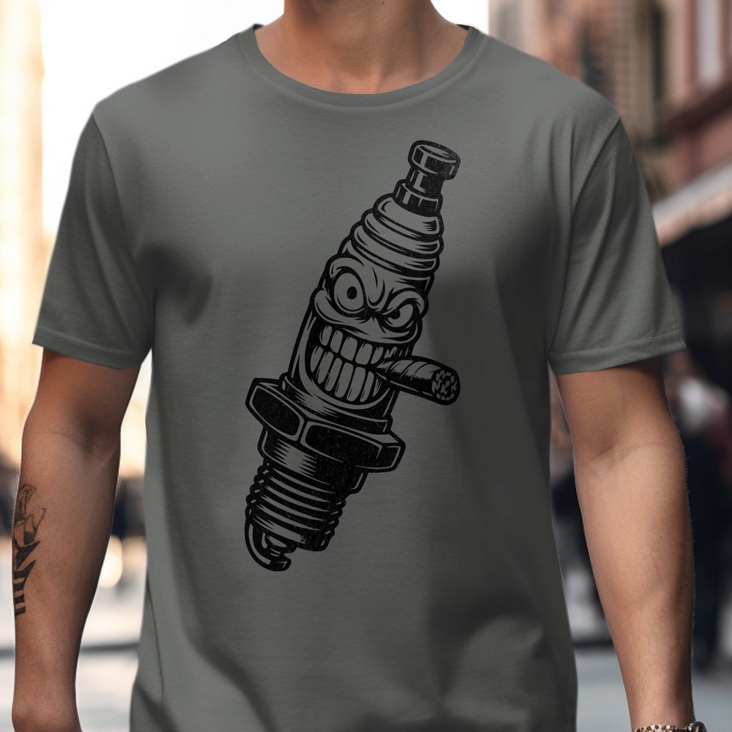 Menacing Spark Plug Graphic T-shirt product