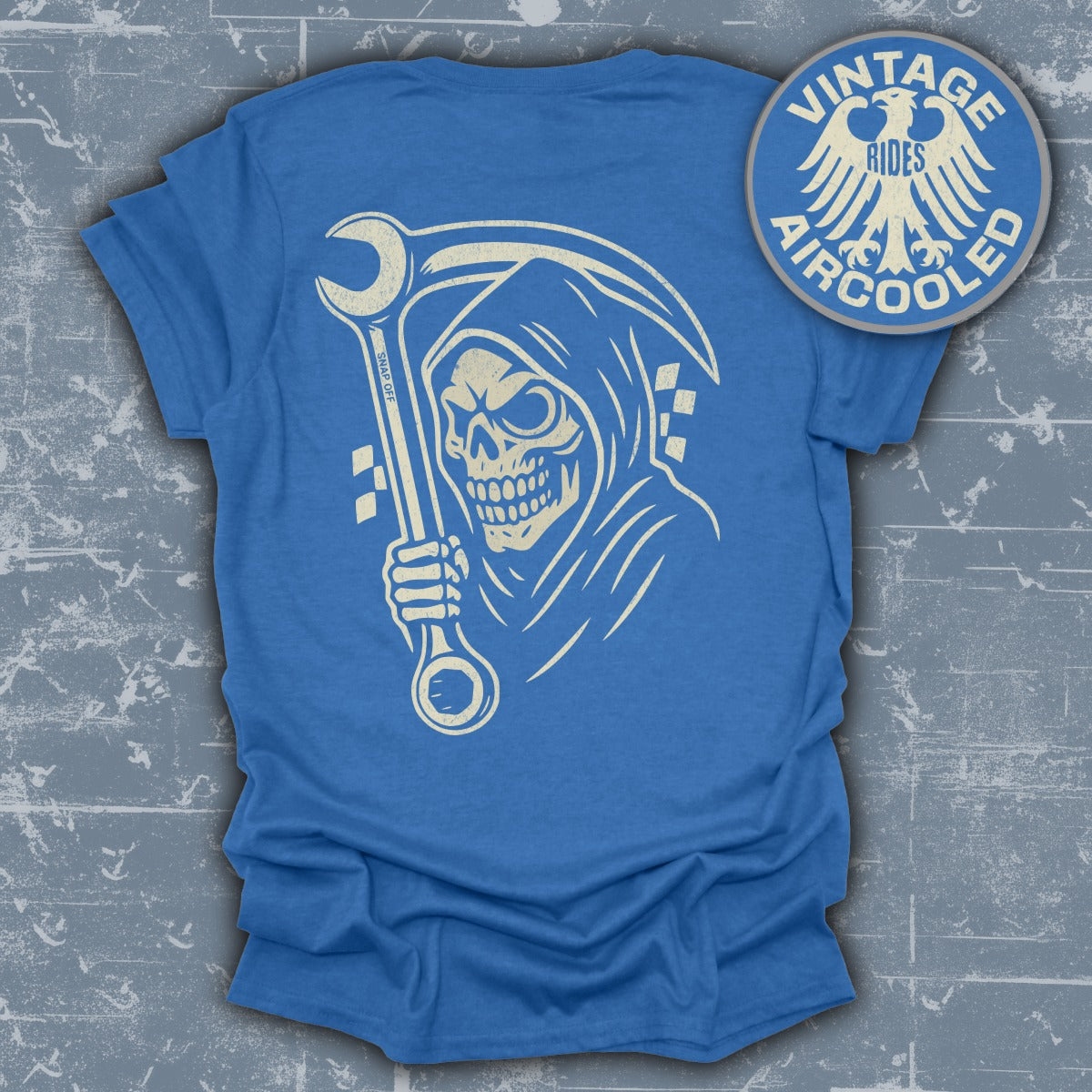 Vintage Rides Aircooled Skull Mechanic T-shirt product