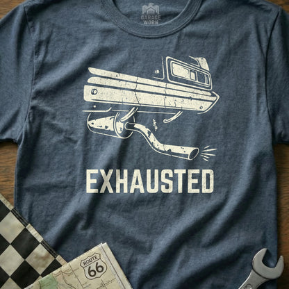 Exhausted Graphic T-Shirt for Route 66 Enthusiasts