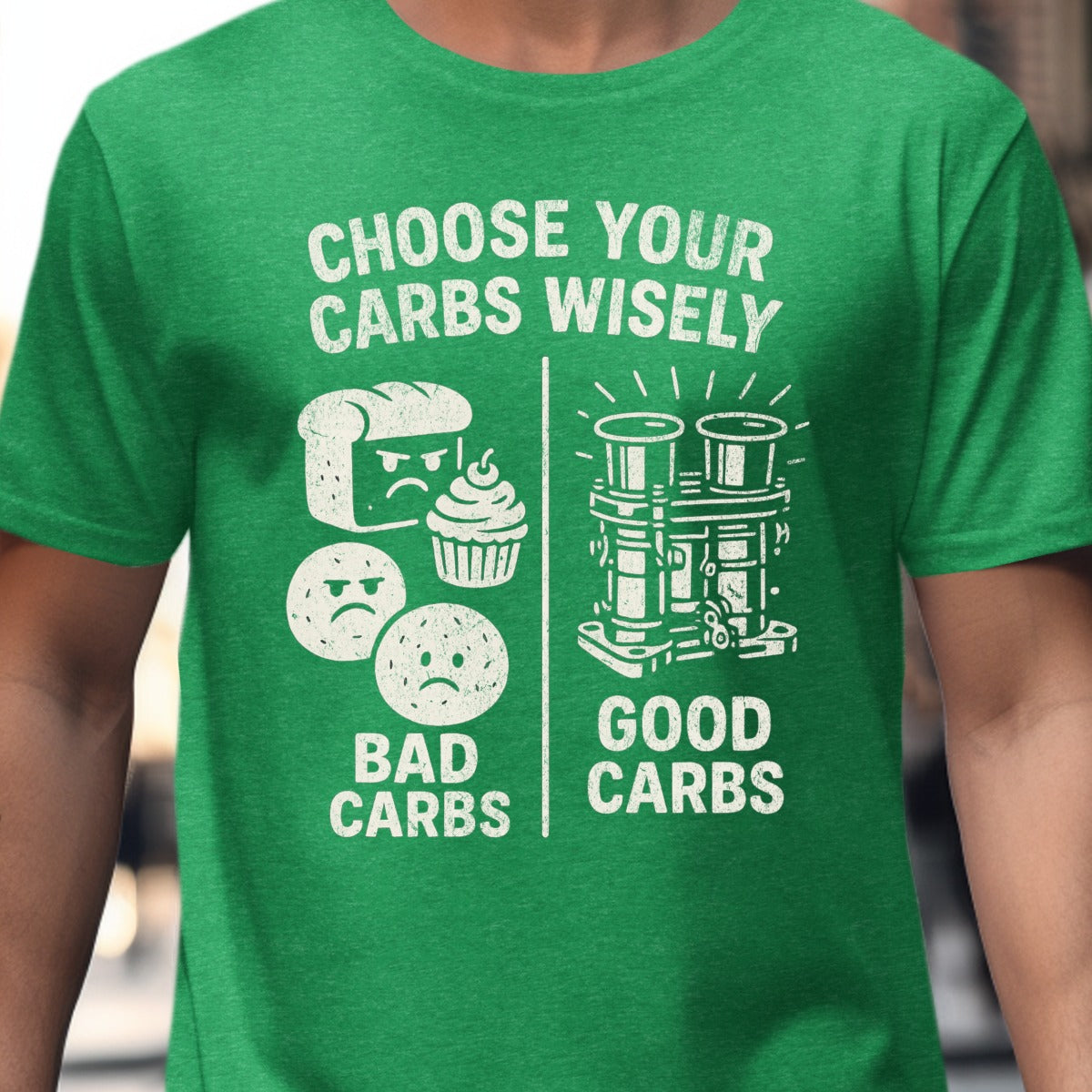 Choose Your Carbs Wisely Funny Graphic T-shirt
