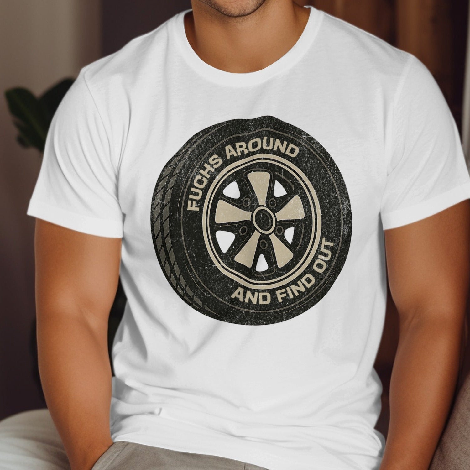 Fun Find Out Graphic Wheel Design White Shirt product