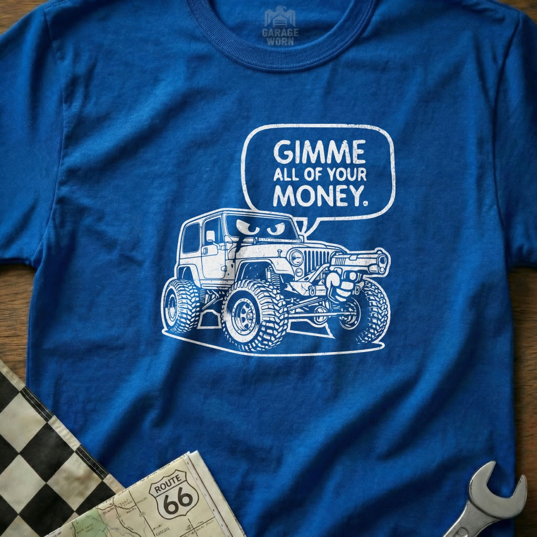 Gimme All of Your Money Jeep Cartoon T-Shirt