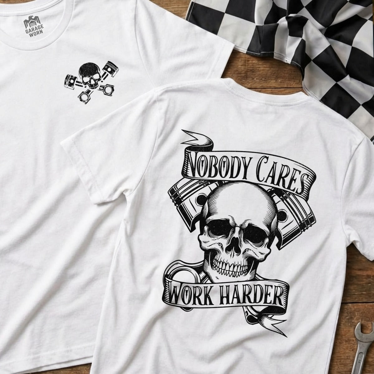 Nobody Cares Work Harder Skull Graphic Tee