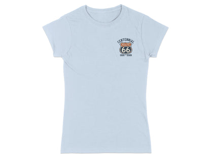 Light blue t-shirt with Route 66 Centennial 1926-2026 logo on chest.