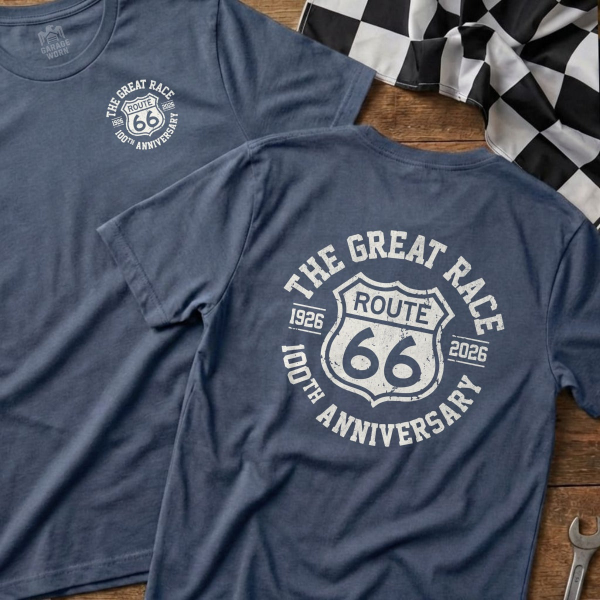 The Great Race Route 66 100th Anniversary t-shirt.