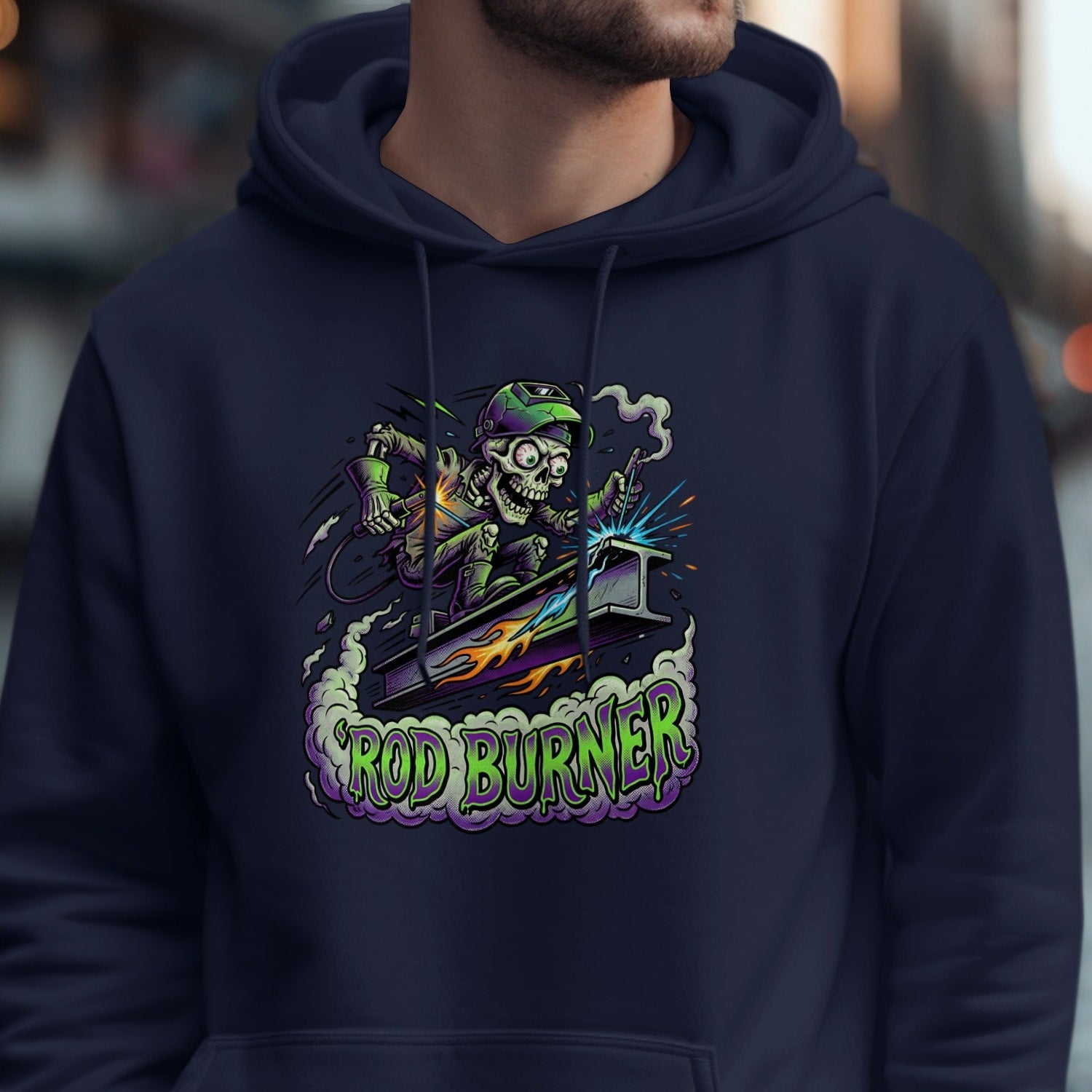 Rod Burner Skeleton Welder Graphic Hoodie