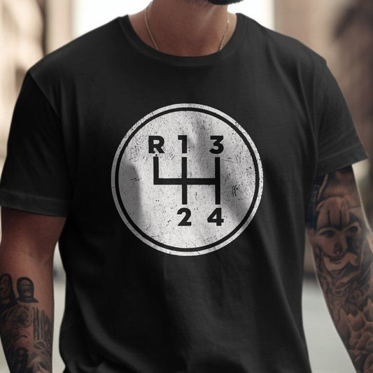 Vintage Manual Gear Shift Graphic Tee Shirt