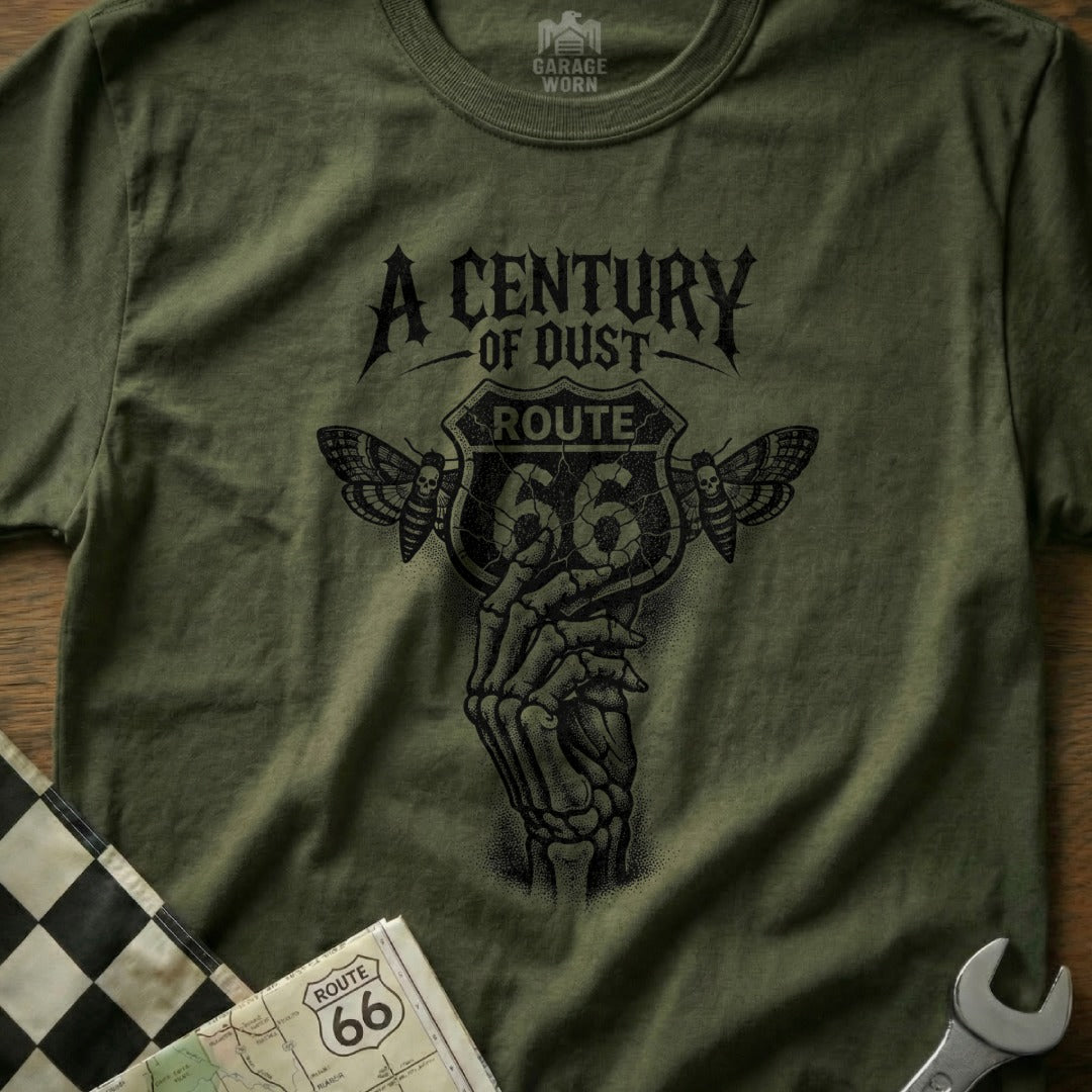 A Century Of Dust Route 66 Skeleton Hand Moths T-Shirt