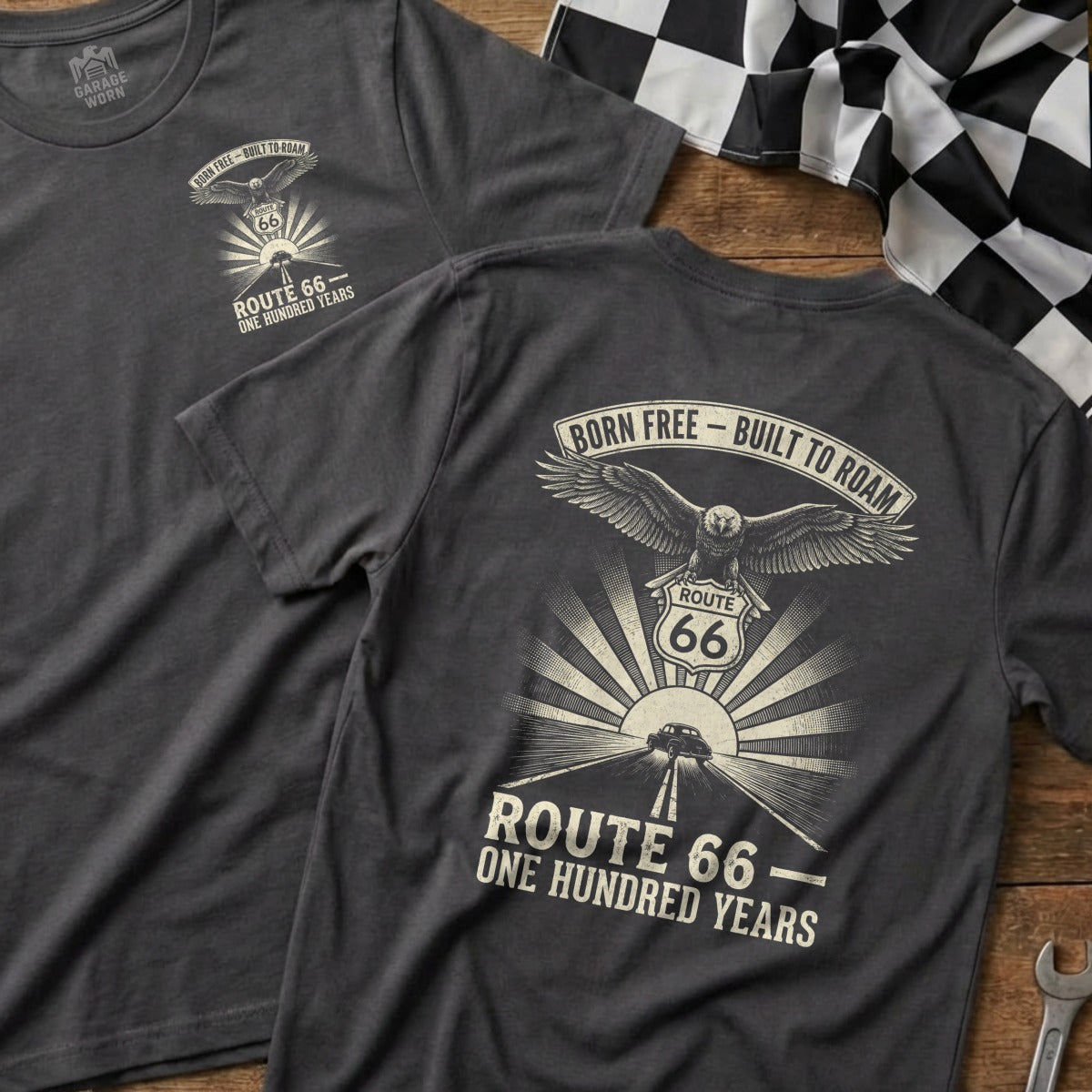 BORN FREE BUILT TO ROAM ROUTE 66 ONE HUNDRED YEARS product type