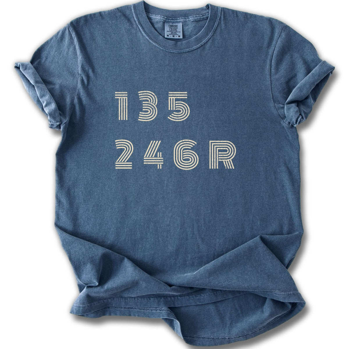 Retro Gear Shift Design Denim Blue T-Shirt Product