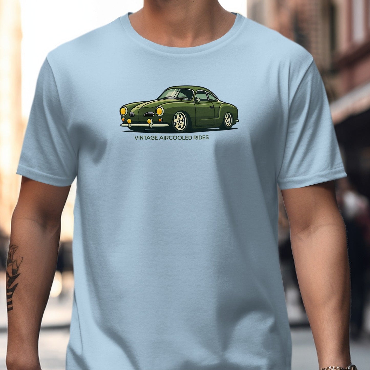 Vintage Car Graphic Design Light Blue T-Shirt product