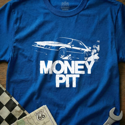 Money Pit Vintage Car Graphic Blue T-Shirt