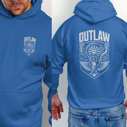 Outlaw Blue Hoodie with Unique Artistic Design product type