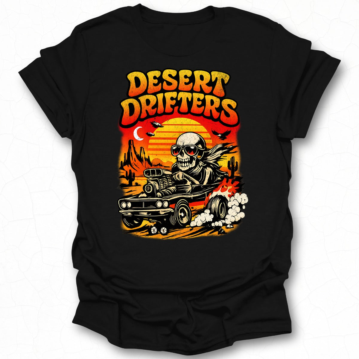 Desert Drifters Skeleton in Race Car T-shirt