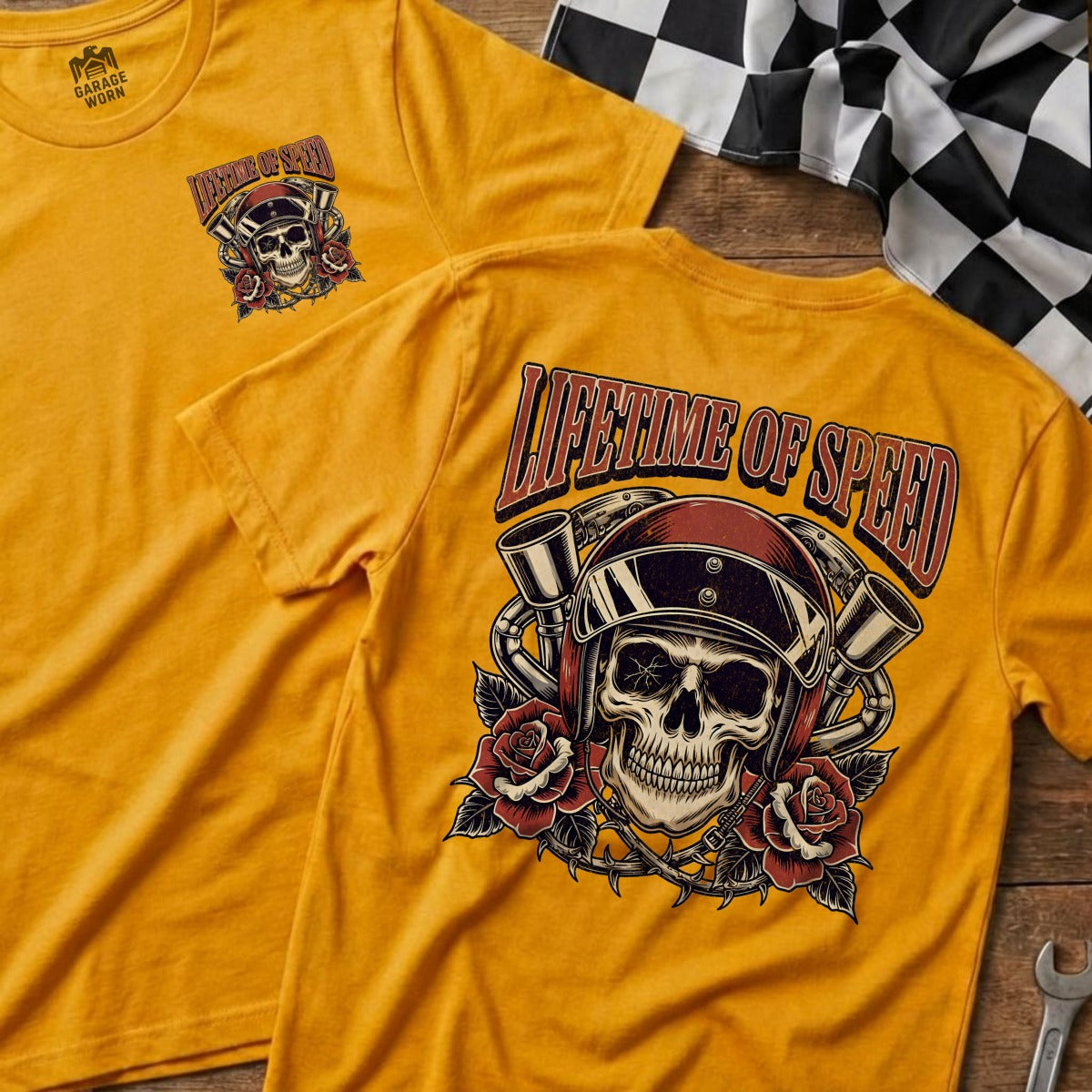 Lifetime of Speed Skull Racer T-Shirt