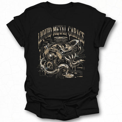 Liquid Metal Garage Engine Design Shirt