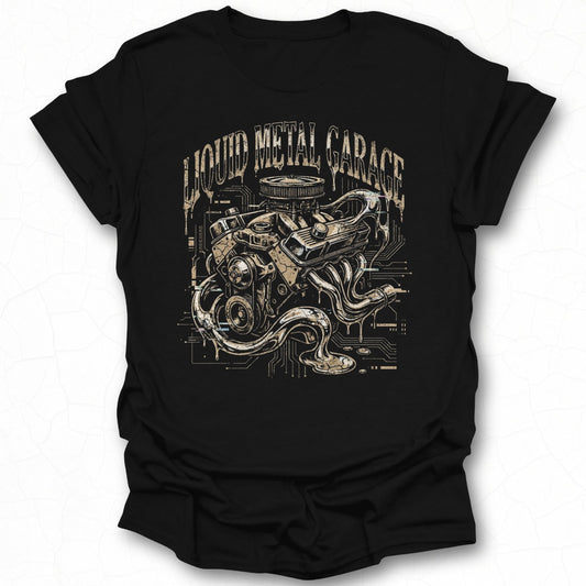Liquid Metal Garage Engine Design Shirt