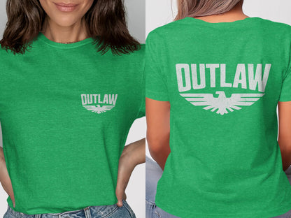 Outlaw Green T-Shirt with Eagle Logo Design product type