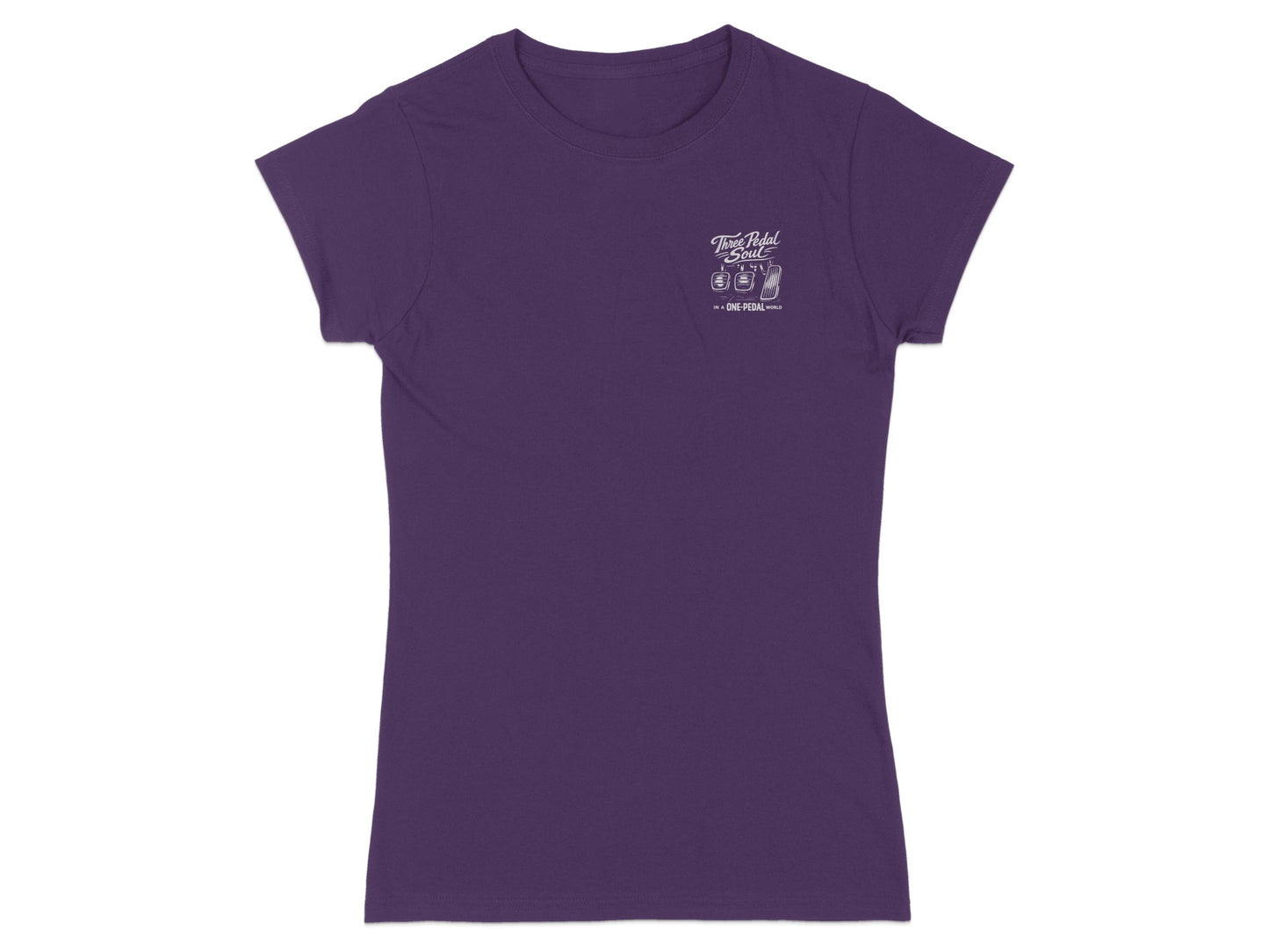 Purple t-shirt with Two Pedal Soul logo on chest.
