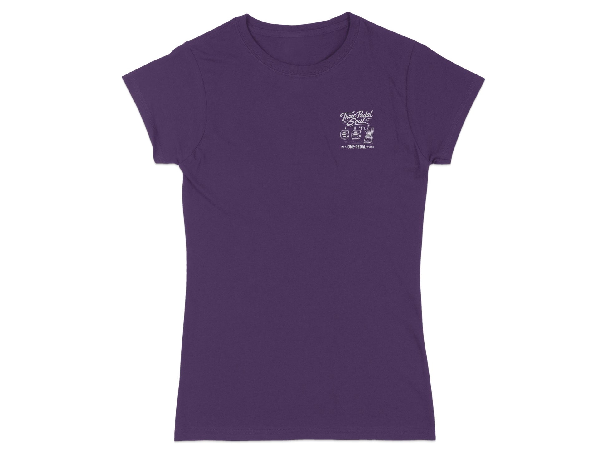 Purple t-shirt with Two Pedal Soul logo on chest.