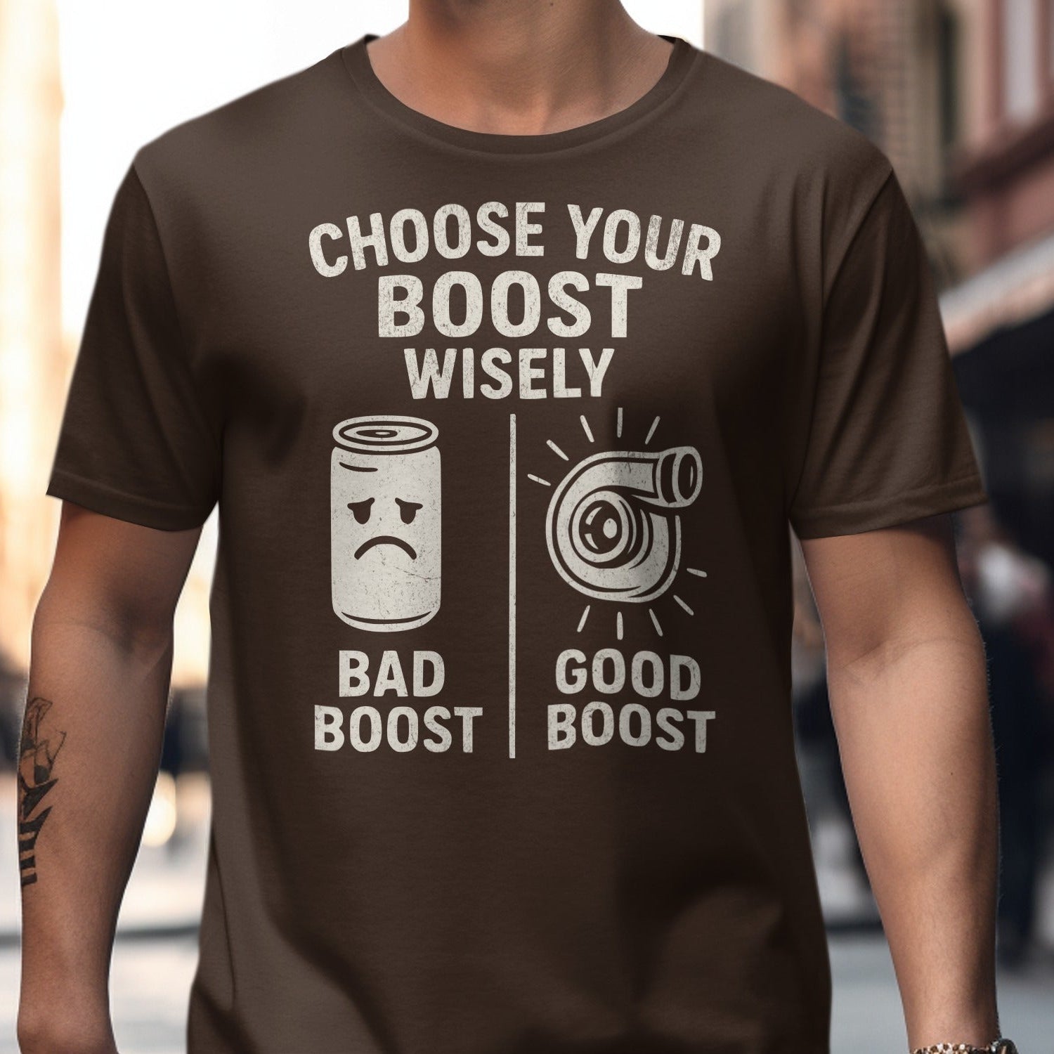 Choose Your Boost Wisely Humorous Graphic T-shirt Product