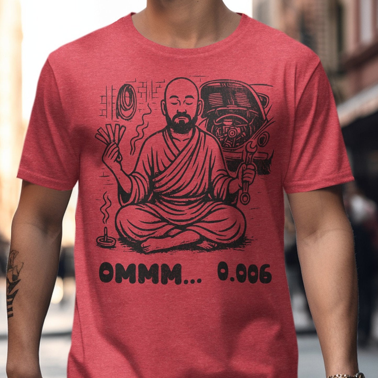 Meditation Robot Printed Red Tee Relaxed Fit product