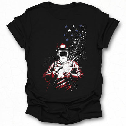 Welding Sparks Graphic with Stars T-Shirt