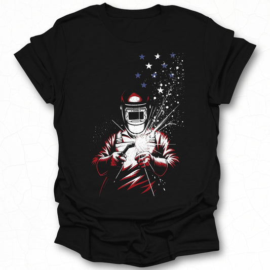 Welding Sparks Graphic with Stars T-Shirt